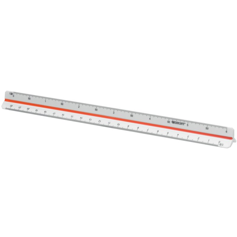 WESTCOTT règle triangulaire plastique, blanc, 300 mm